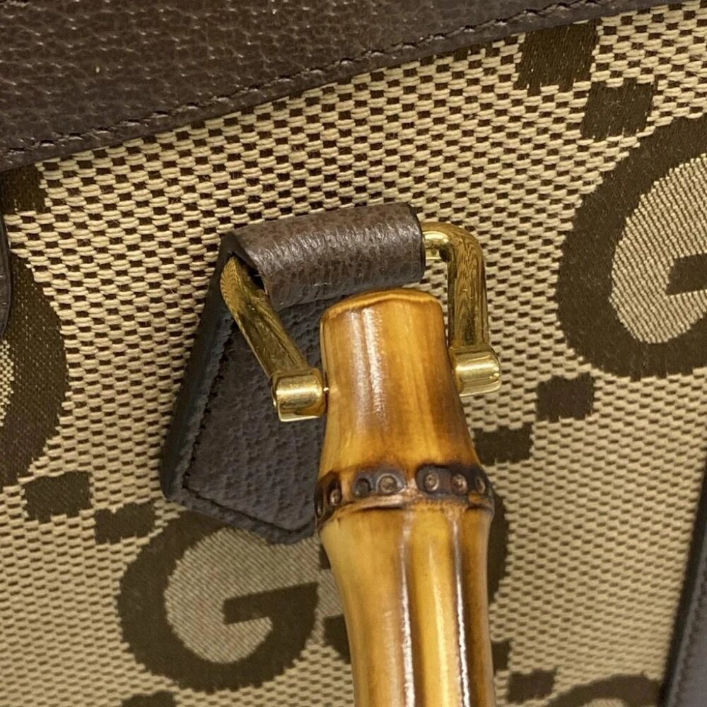 GUCCI Diana Jumbo GG Small Tote Bag 660195 Beige Dark Brown Jacquard Leather - Picture 5 of 15